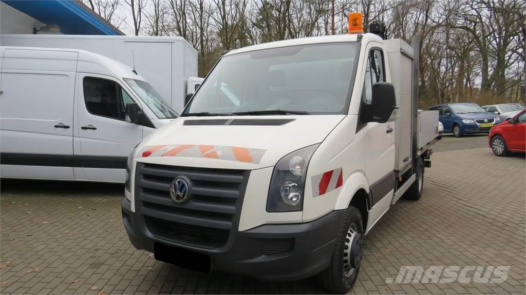 Volkswagen Crafter Flatbed + crane Hiab 026T Camiones de cama baja