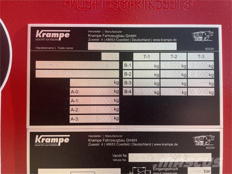 Krampe BB 980 Remolques con caja de volteo