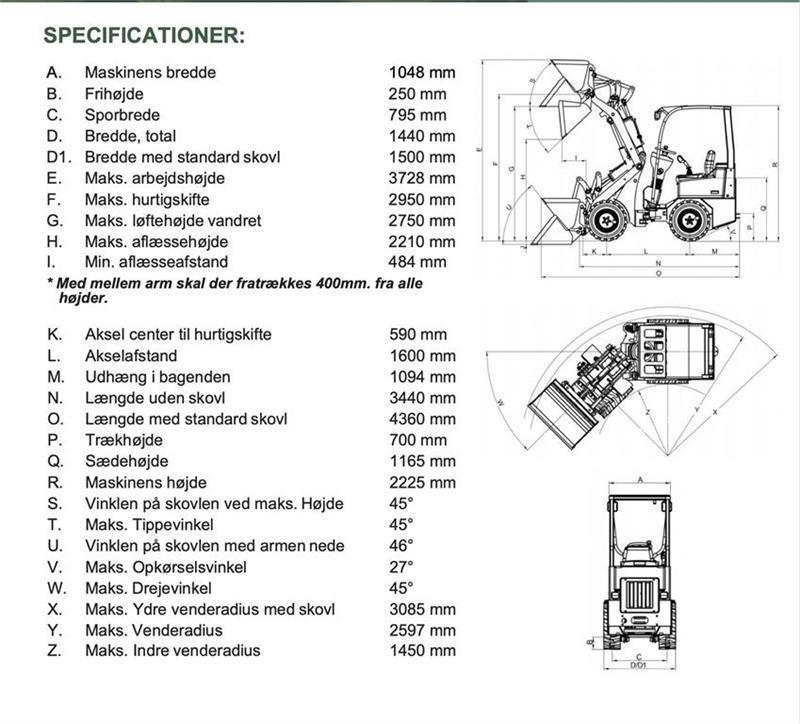 Eurotrac W12S FABRIKSNY MED SKOVL OG PALLEGAFLER! Minicargadoras